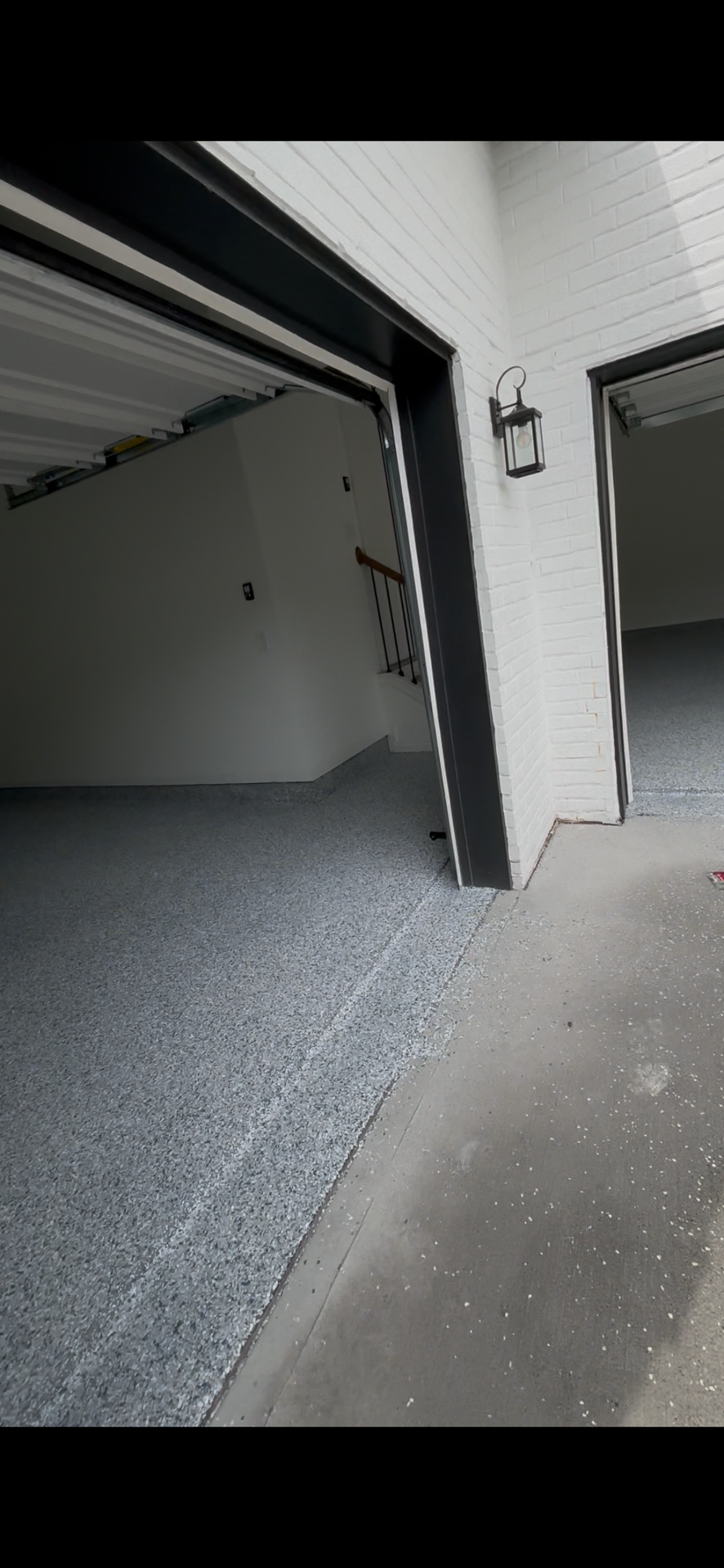 Residential Garage Gray Flake Epoxy Exterior