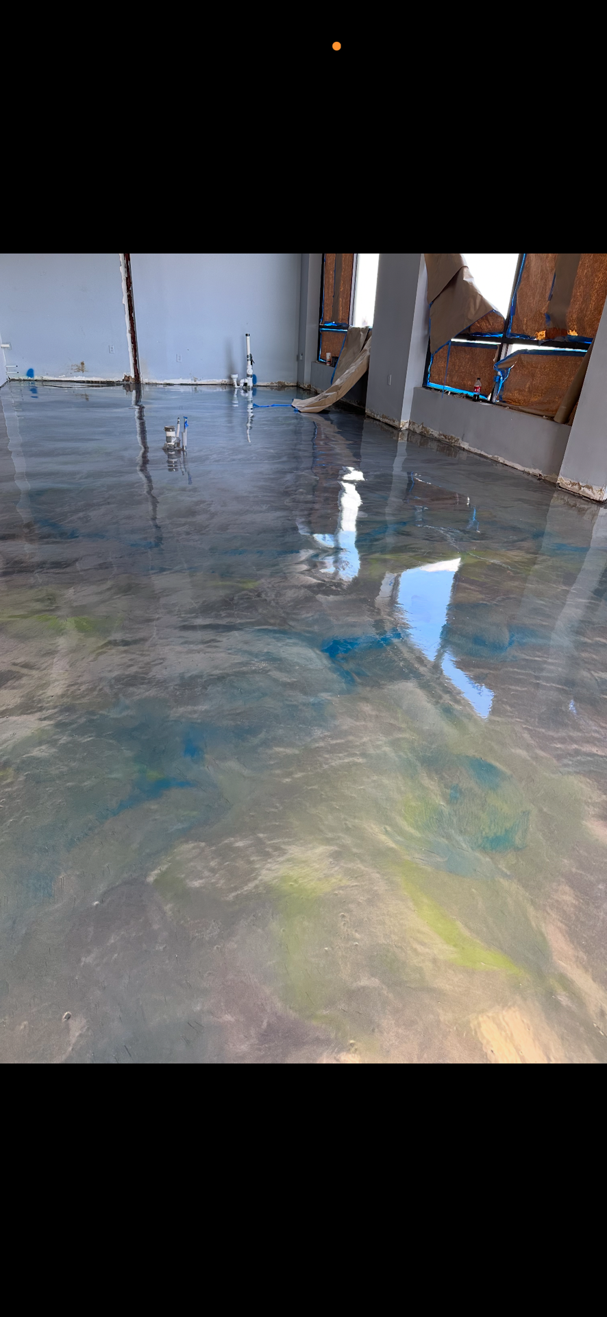Blue and Teal Metallic Epoxy Commercial Floor