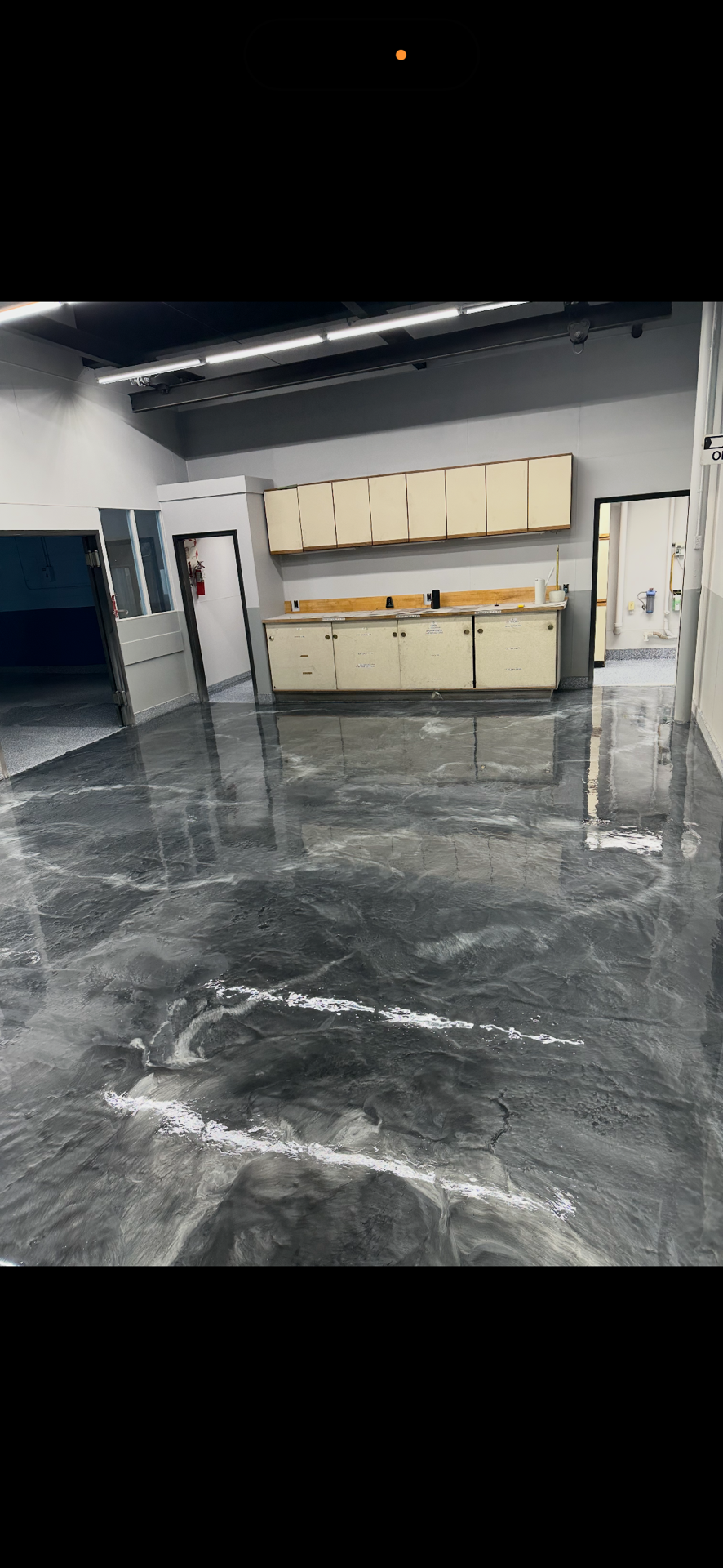 Dark Metallic Epoxy Commercial Workshop Floor
