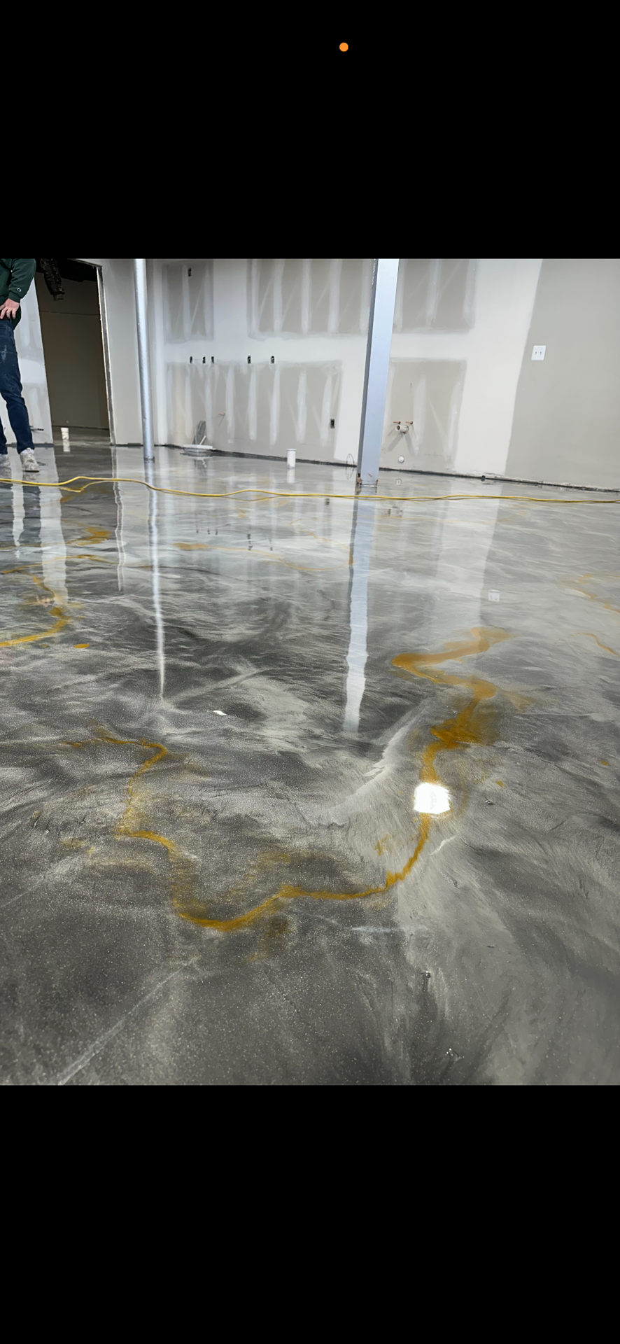 Gray and Gold Metallic Epoxy Commercial Installation