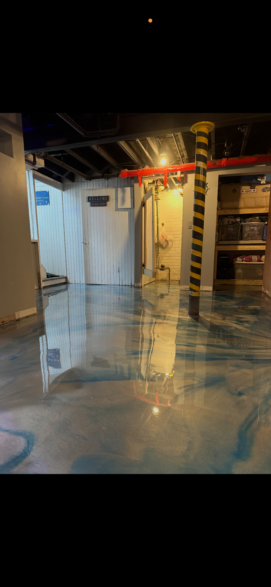 Blue Metallic Epoxy Industrial Space